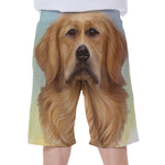 Golden Retriever Portrait Print Men's Beach Shorts