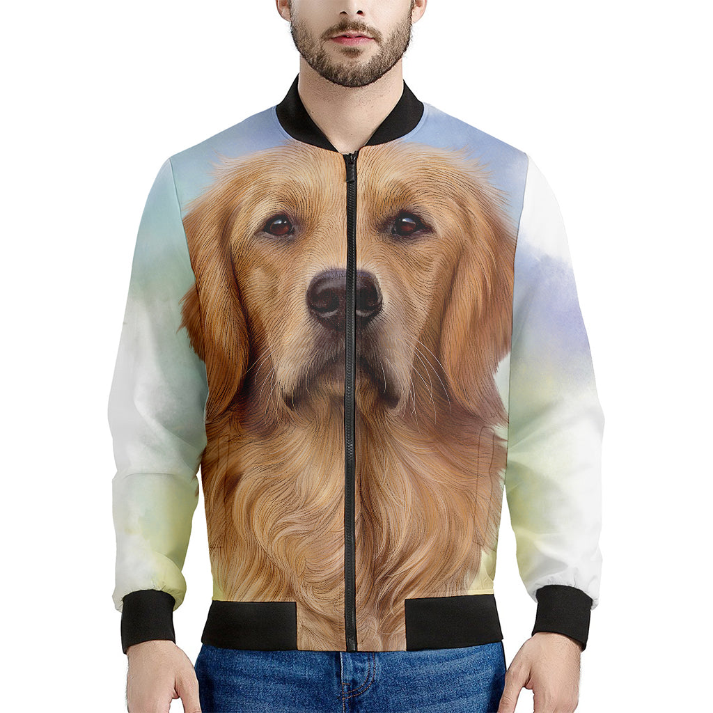 Golden Retriever Portrait Print Men's Bomber Jacket