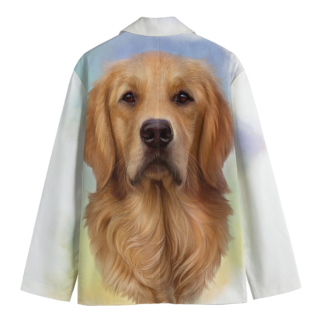 Golden Retriever Portrait Print Men's Cotton Blazer