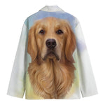 Golden Retriever Portrait Print Men's Cotton Blazer