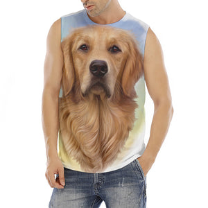 Golden Retriever Portrait Print Men's Fitness Tank Top