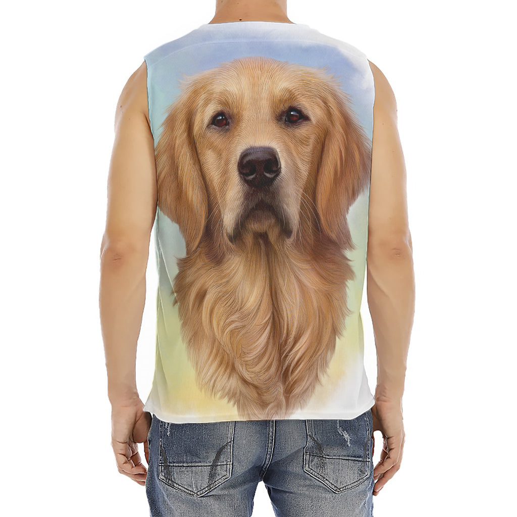 Golden Retriever Portrait Print Men's Fitness Tank Top