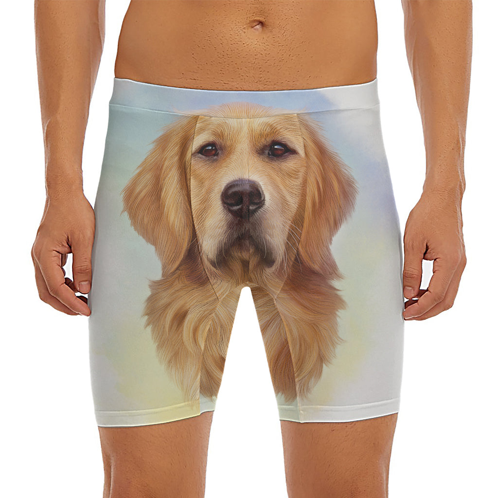 Golden Retriever Portrait Print Men's Long Boxer Briefs