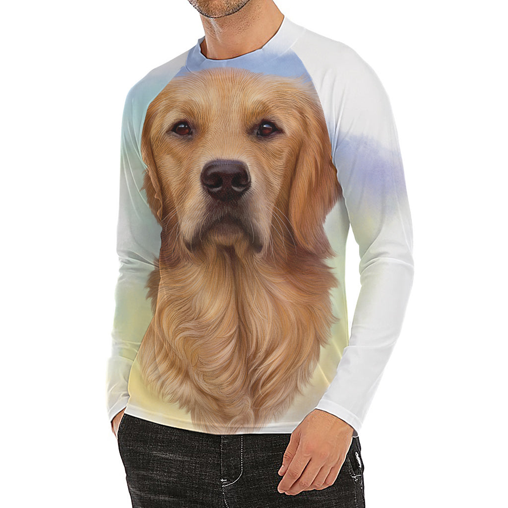 Golden Retriever Portrait Print Men's Long Sleeve Rash Guard