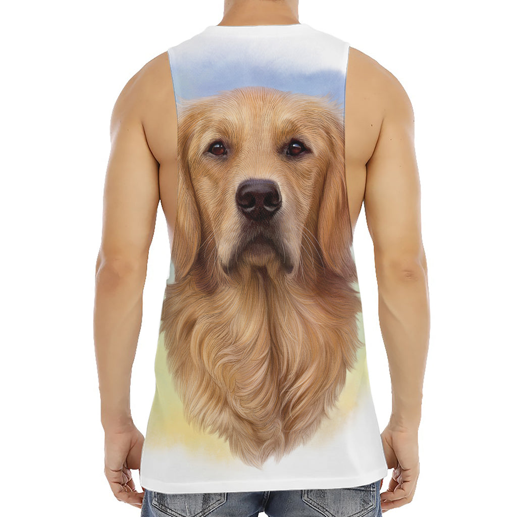 Golden Retriever Portrait Print Men's Muscle Tank Top