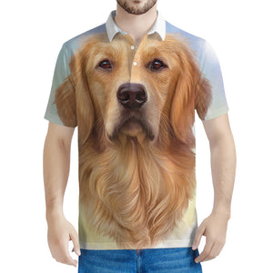 Golden Retriever Portrait Print Men's Polo Shirt