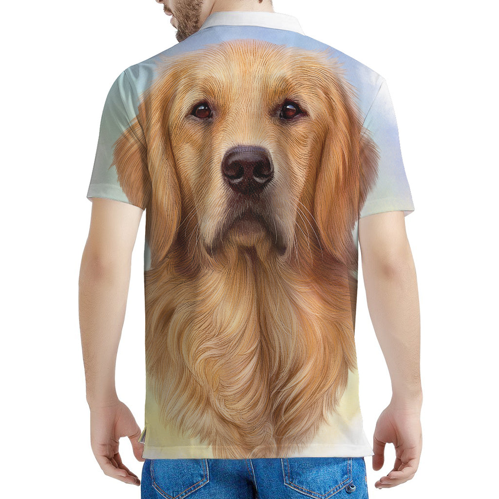 Golden Retriever Portrait Print Men's Polo Shirt