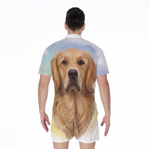 Golden Retriever Portrait Print Men's Rompers