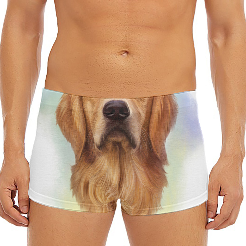 Golden Retriever Portrait Print Men's Short Boxer Briefs