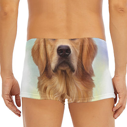 Golden Retriever Portrait Print Men's Short Boxer Briefs