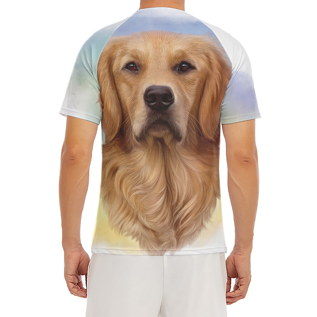 Golden Retriever Portrait Print Men's Short Sleeve Rash Guard