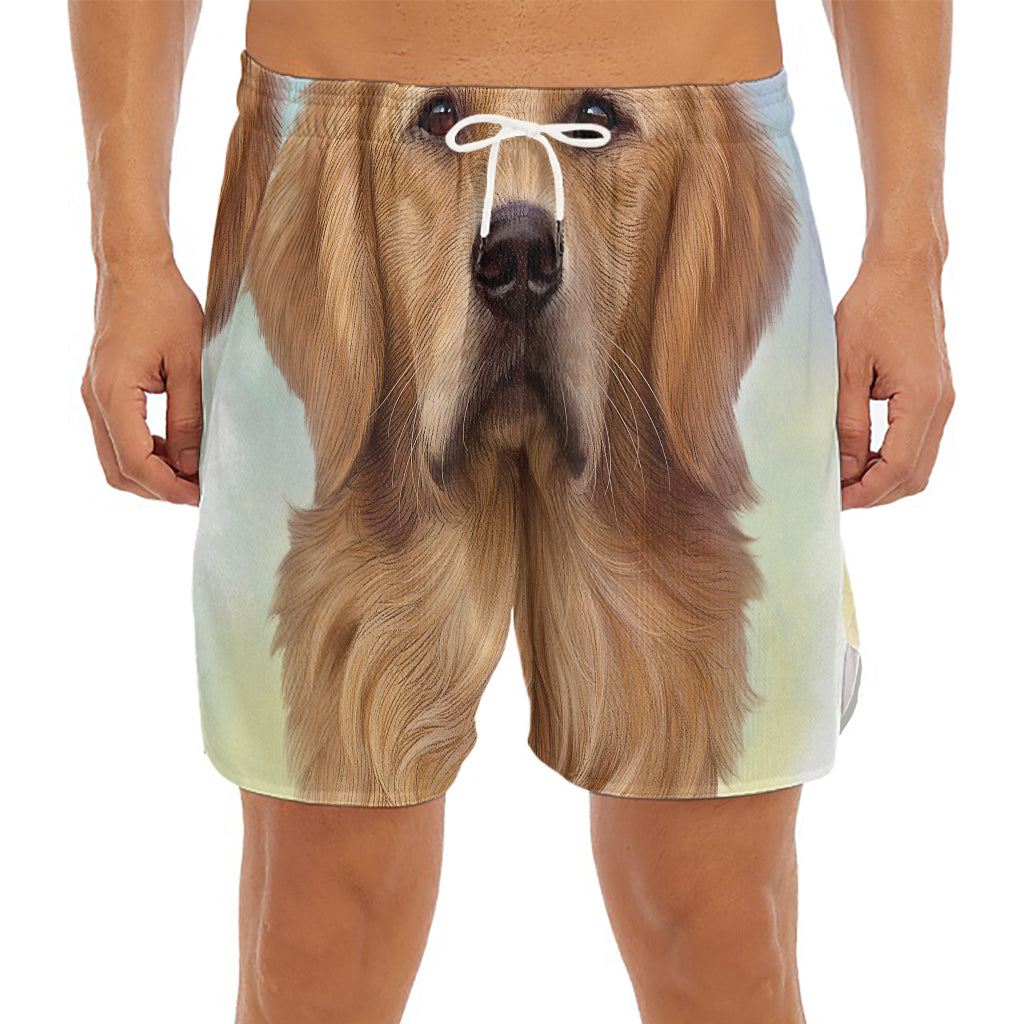 Golden Retriever Portrait Print Men's Split Running Shorts