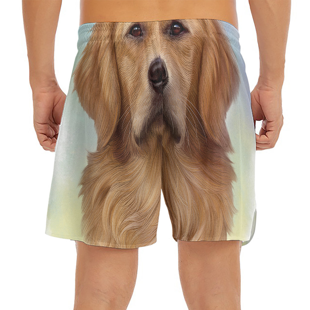 Golden Retriever Portrait Print Men's Split Running Shorts