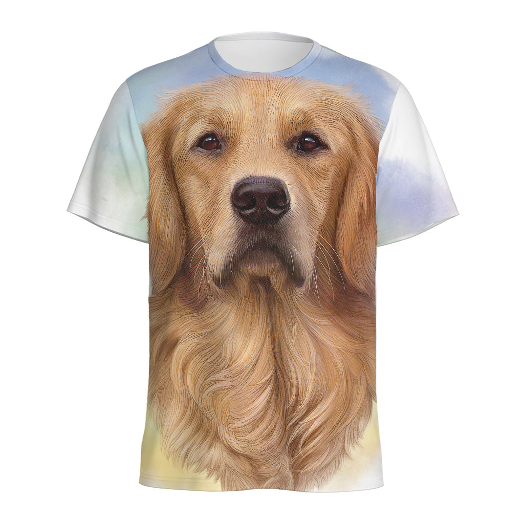 Golden Retriever Portrait Print Men's Sports T-Shirt