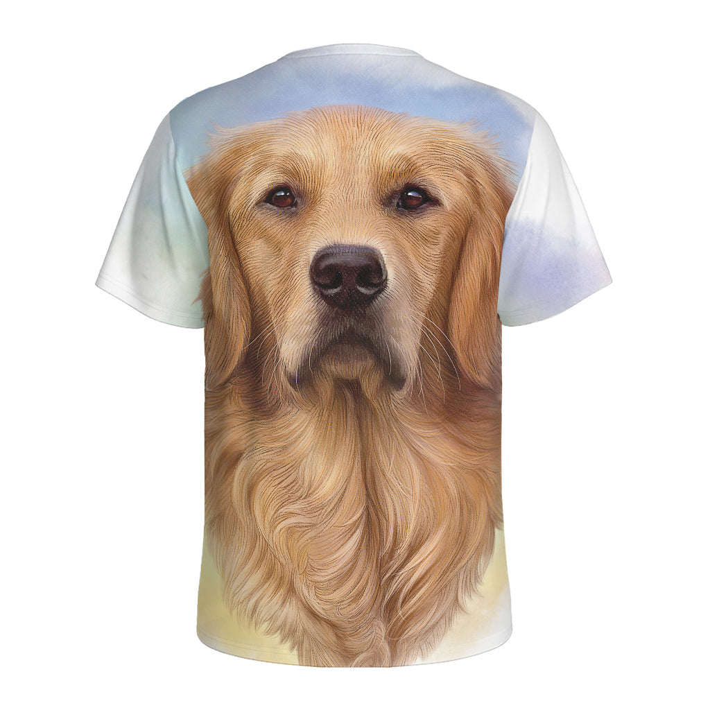 Golden Retriever Portrait Print Men's Sports T-Shirt