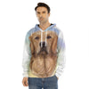 Golden Retriever Portrait Print Men's Velvet Pullover Hoodie