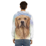 Golden Retriever Portrait Print Men's Velvet Pullover Hoodie