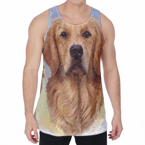 Golden Retriever Portrait Print Men's Velvet Tank Top