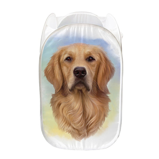 Golden Retriever Portrait Print Mesh Laundry Hamper
