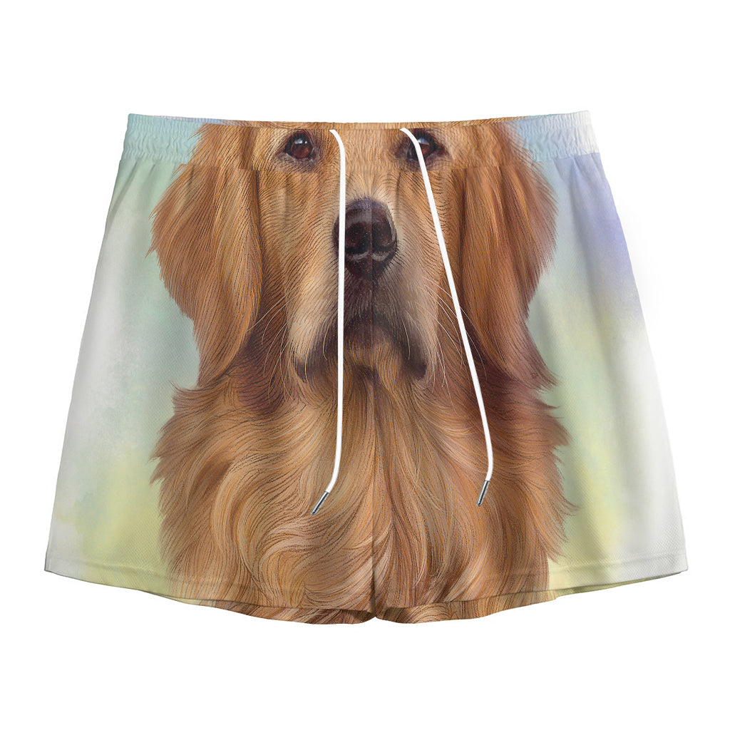 Golden Retriever Portrait Print Mesh Shorts