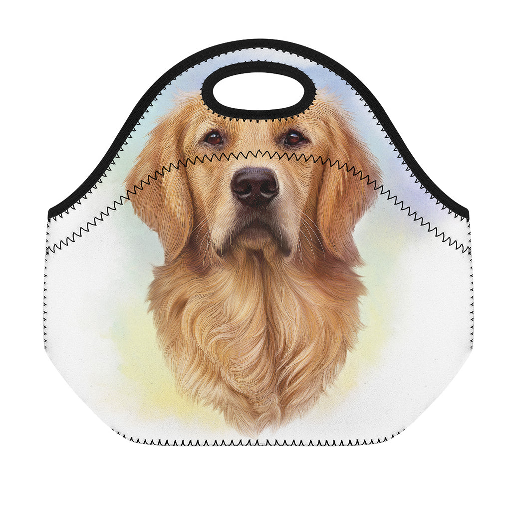 Golden Retriever Portrait Print Neoprene Lunch Bag