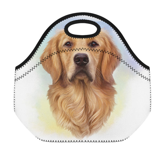 Golden Retriever Portrait Print Neoprene Lunch Bag