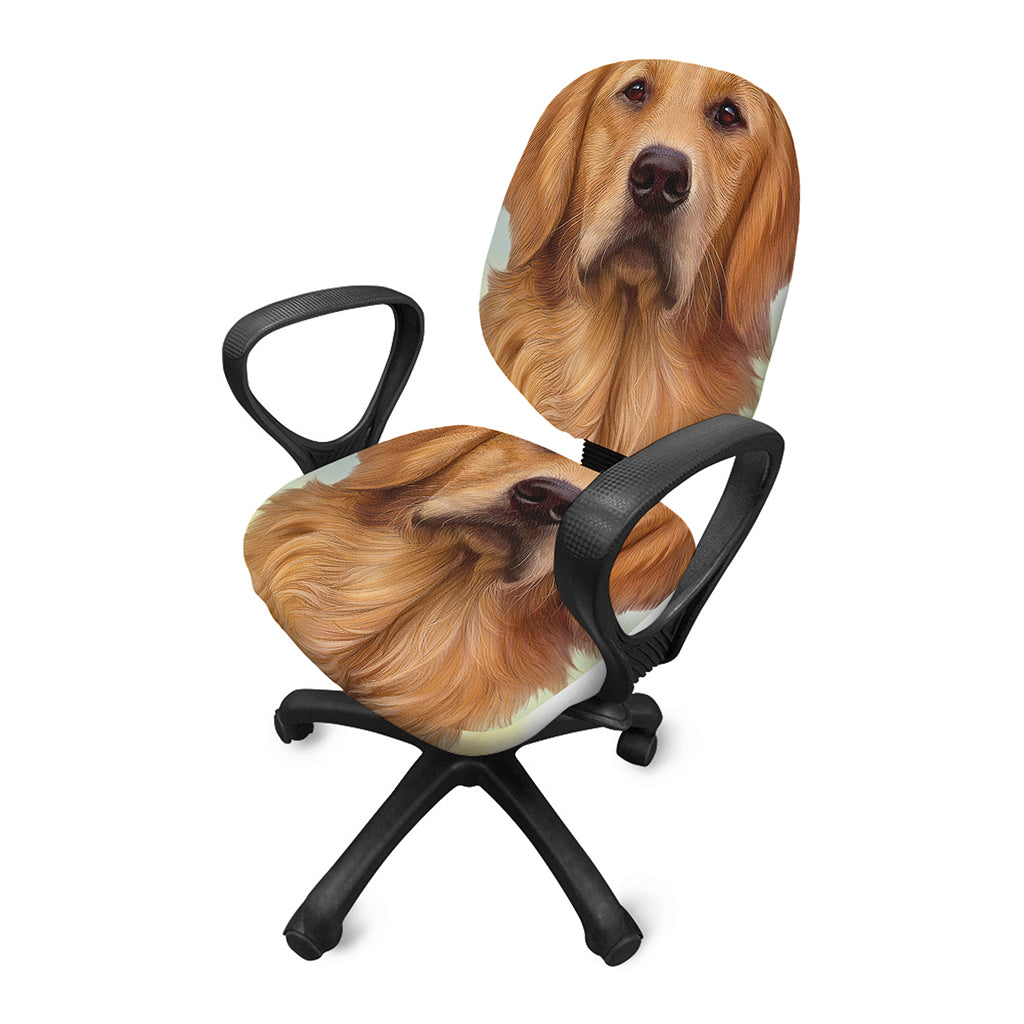 Golden Retriever Portrait Print Office Chair Cover