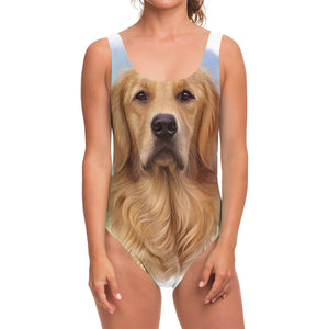 Golden Retriever Portrait Print One Piece Swimsuit