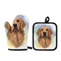 Golden Retriever Portrait Print Oven Mitt And Pot Holder Set