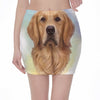 Golden Retriever Portrait Print Pencil Mini Skirt