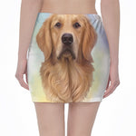 Golden Retriever Portrait Print Pencil Mini Skirt