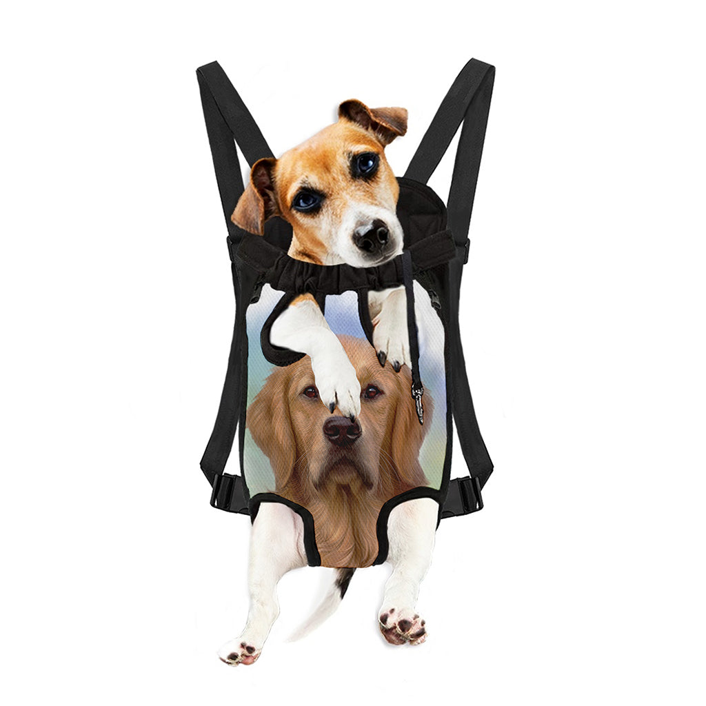 Golden Retriever Portrait Print Pet Carrier Backpack