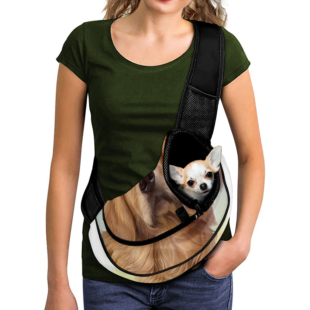 Golden Retriever Portrait Print Pet Sling Carrier