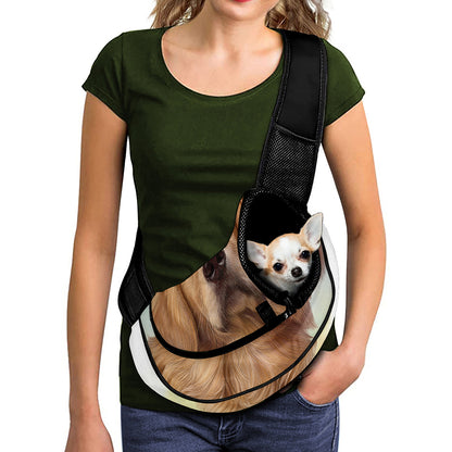 Golden Retriever Portrait Print Pet Sling Carrier