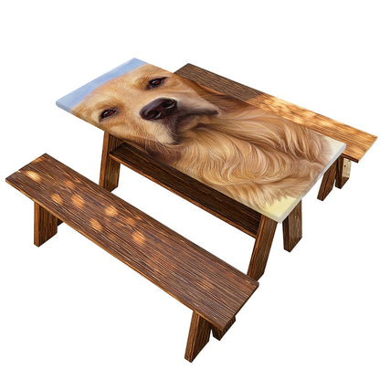 Golden Retriever Portrait Print Picnic Table Cover