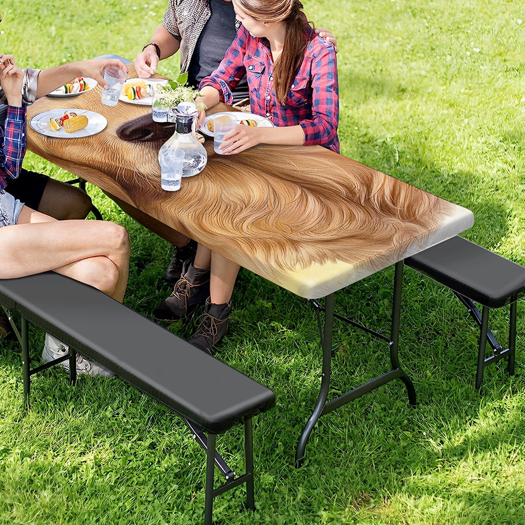 Golden Retriever Portrait Print Picnic Table Cover