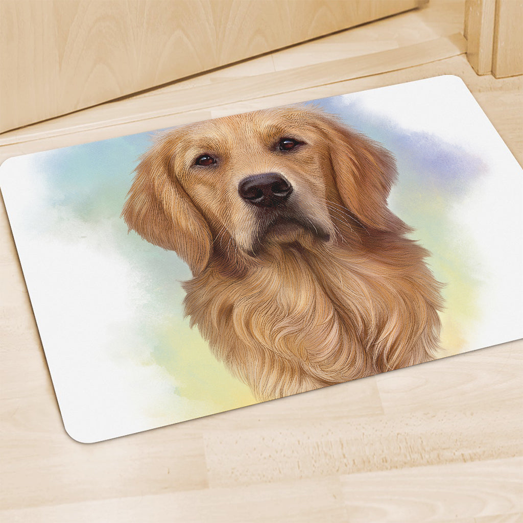Golden Retriever Portrait Print Polyester Doormat
