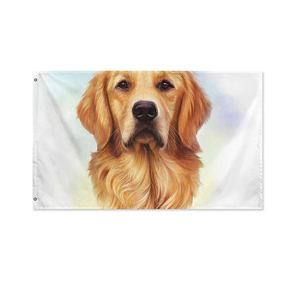 Golden Retriever Portrait Print Polyester Flag