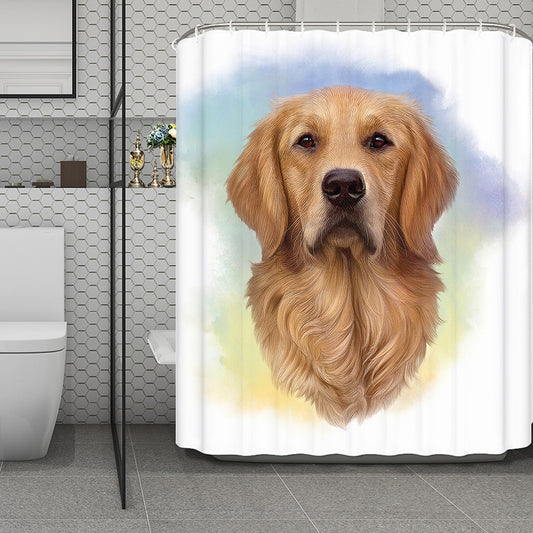Golden Retriever Portrait Print Polyester Shower Curtain