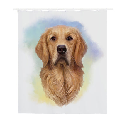 Golden Retriever Portrait Print Polyester Shower Curtain