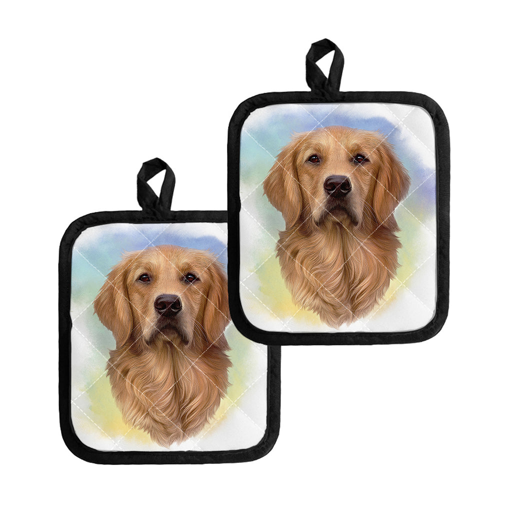 Golden Retriever Portrait Print Pot Holders