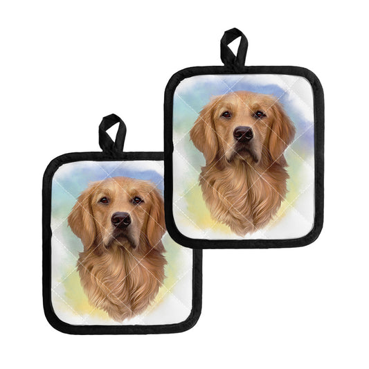 Golden Retriever Portrait Print Pot Holders