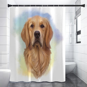 Golden Retriever Portrait Print Premium Shower Curtain