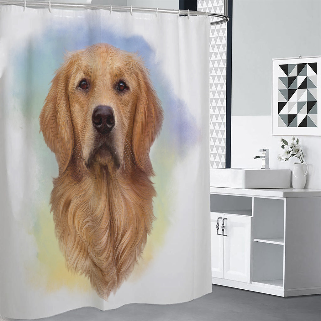 Golden Retriever Portrait Print Premium Shower Curtain