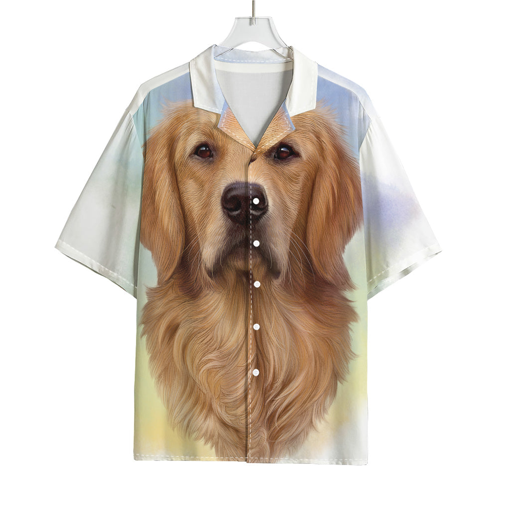 Golden Retriever Portrait Print Rayon Hawaiian Shirt