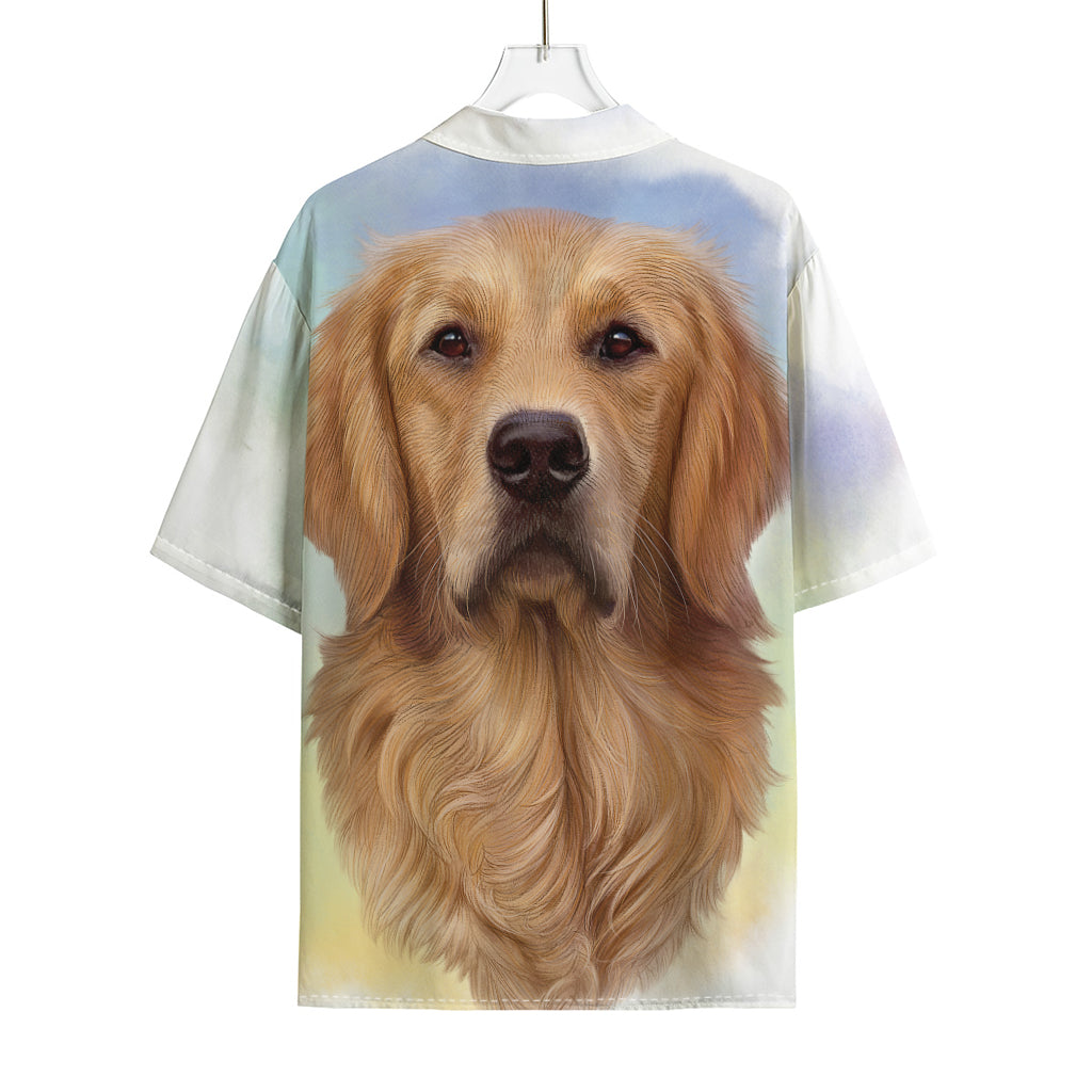 Golden Retriever Portrait Print Rayon Hawaiian Shirt