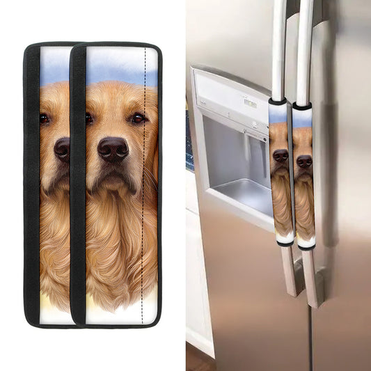 Golden Retriever Portrait Print Refrigerator Handle Covers