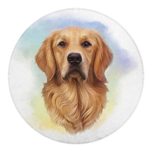 Golden Retriever Portrait Print Round Blanket