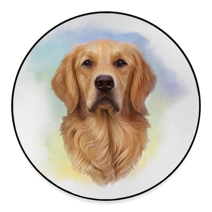 Golden Retriever Portrait Print Round Floor Mat
