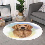 Golden Retriever Portrait Print Round Rug